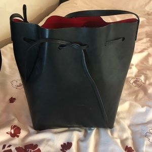 Mansur Gavriel black and red bucket bag